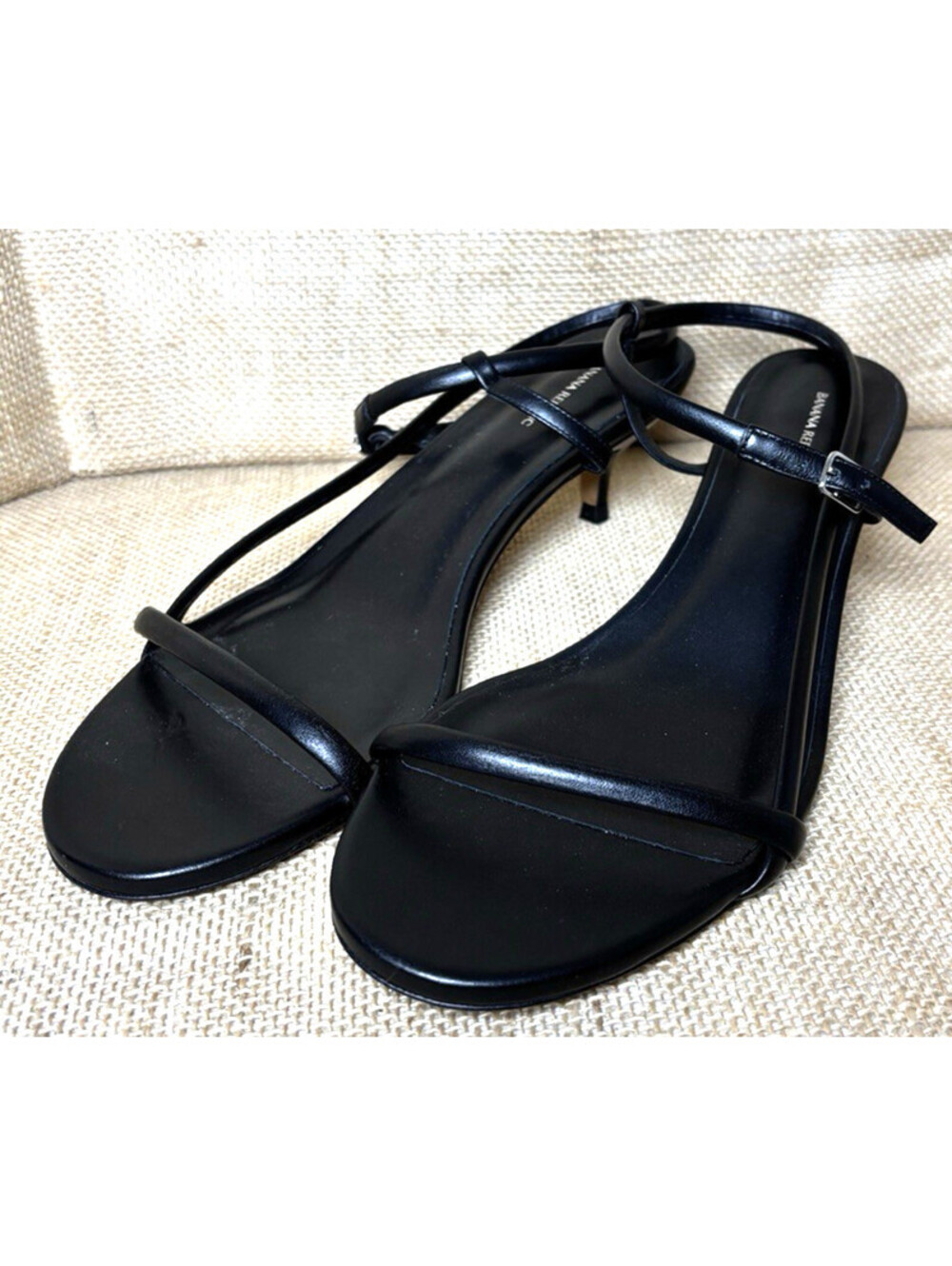 Banana Republic Women's Strappy High HBR Black Leather Sandals Size 10.5